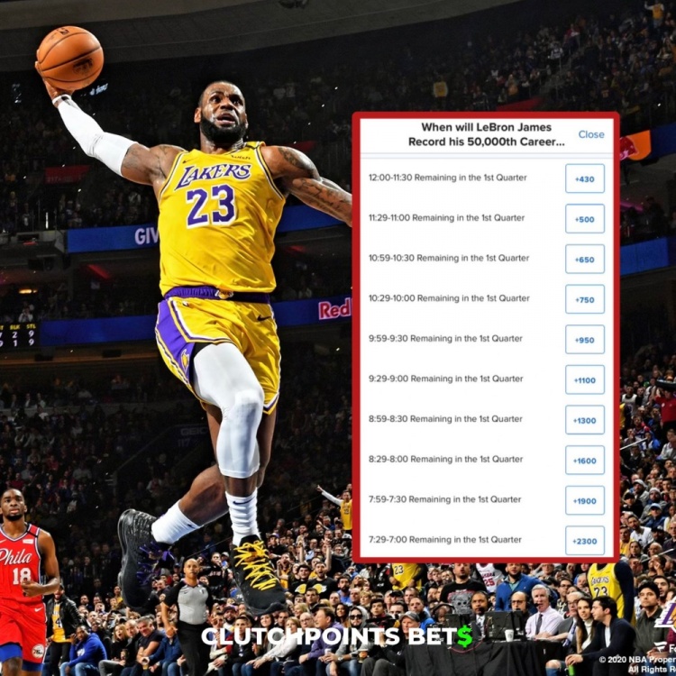  僅差1分！詹姆斯今日何時破五萬分賠率：開場30秒內(nèi)最被看好