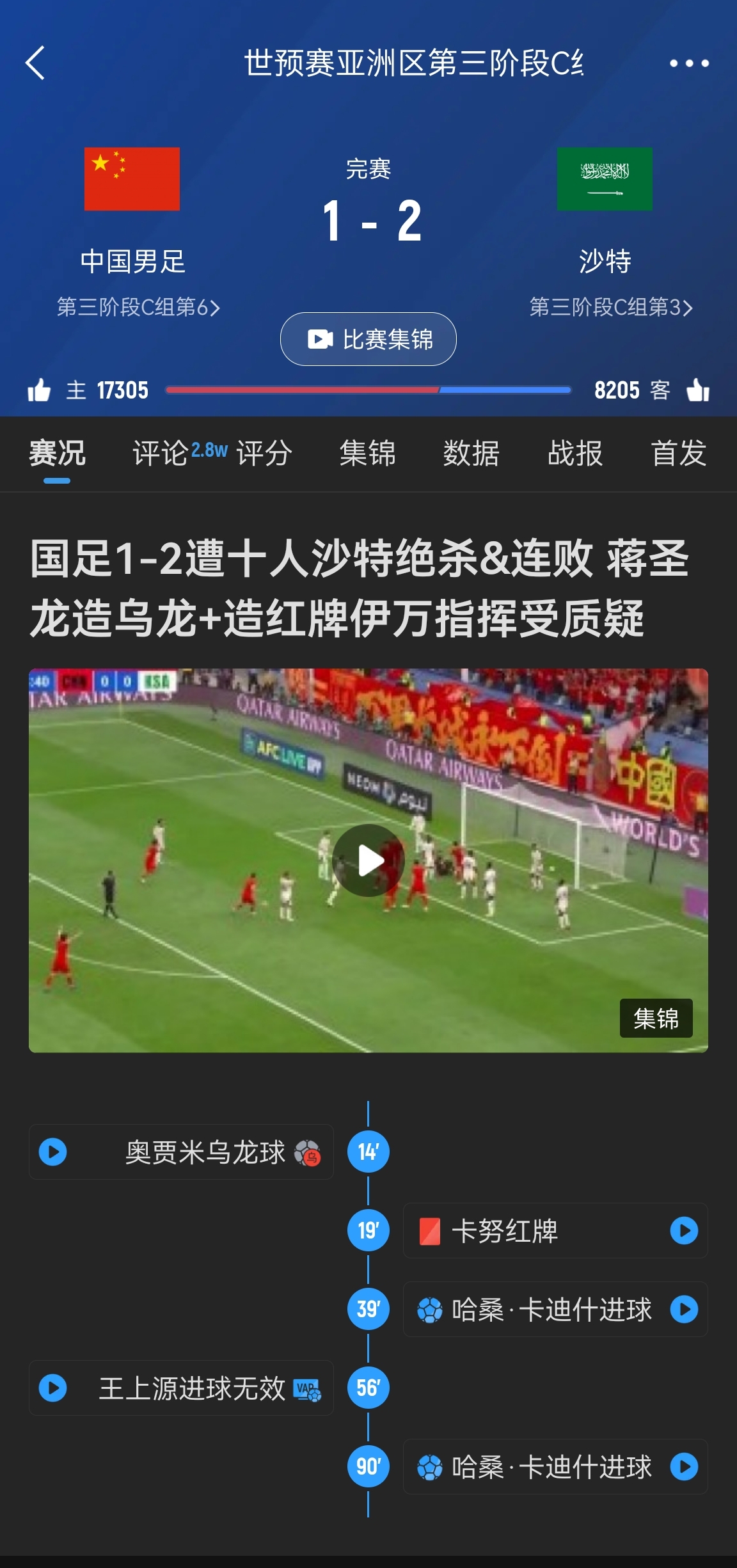  今天什么劇本？首戰(zhàn)沙特也是半場紅牌+蔣光太傷退，最后國足被翻